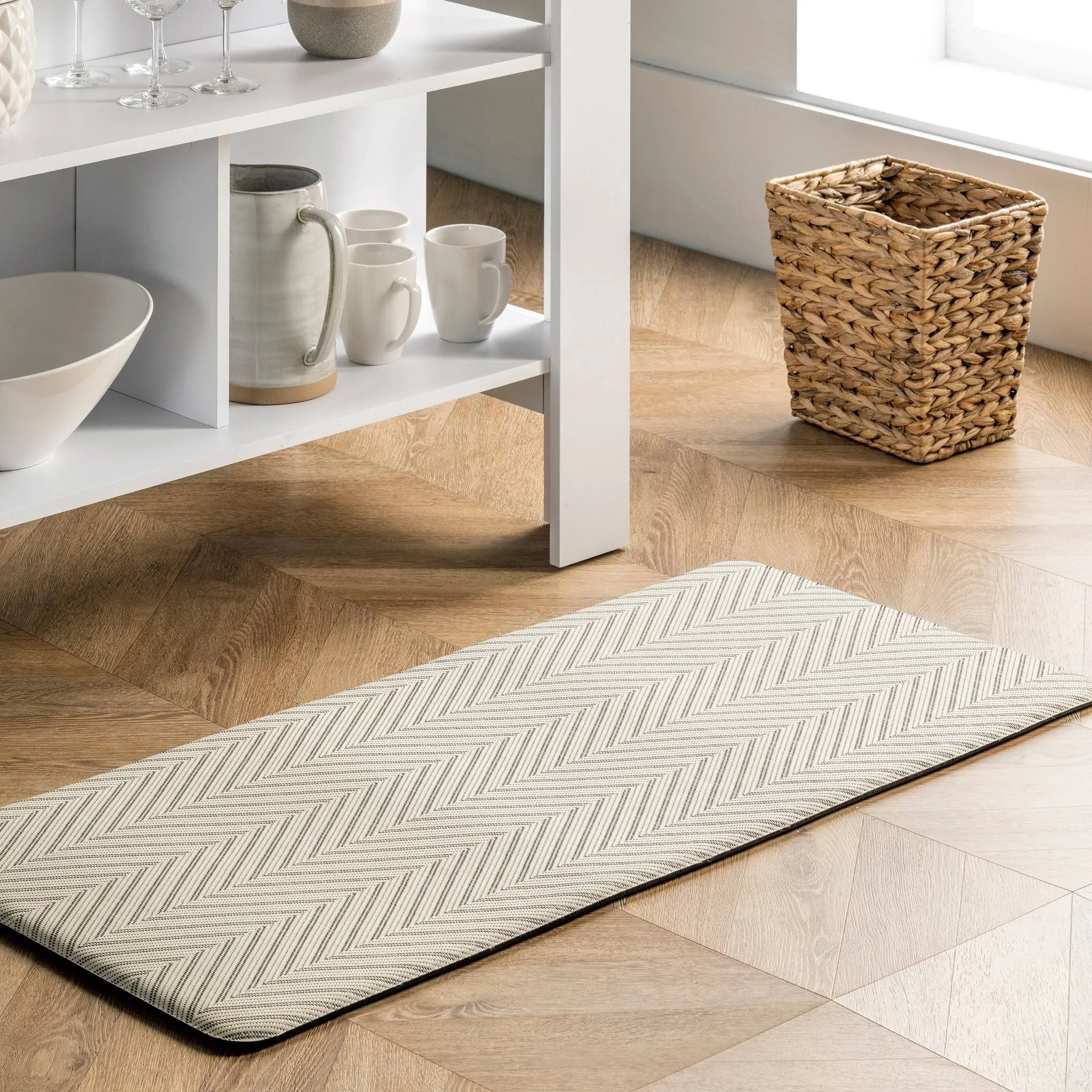 nuLOOM Casual Herringbone Anti Fatigue Kitchen or Laundry Room Comfort Mat ...