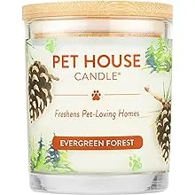 One Fur All Pet House Candle Plant-Based/Soy Candle - Clean Burning Scented Candles, Long Lasting Pet Odor Candle for Home - Evergreen Forest