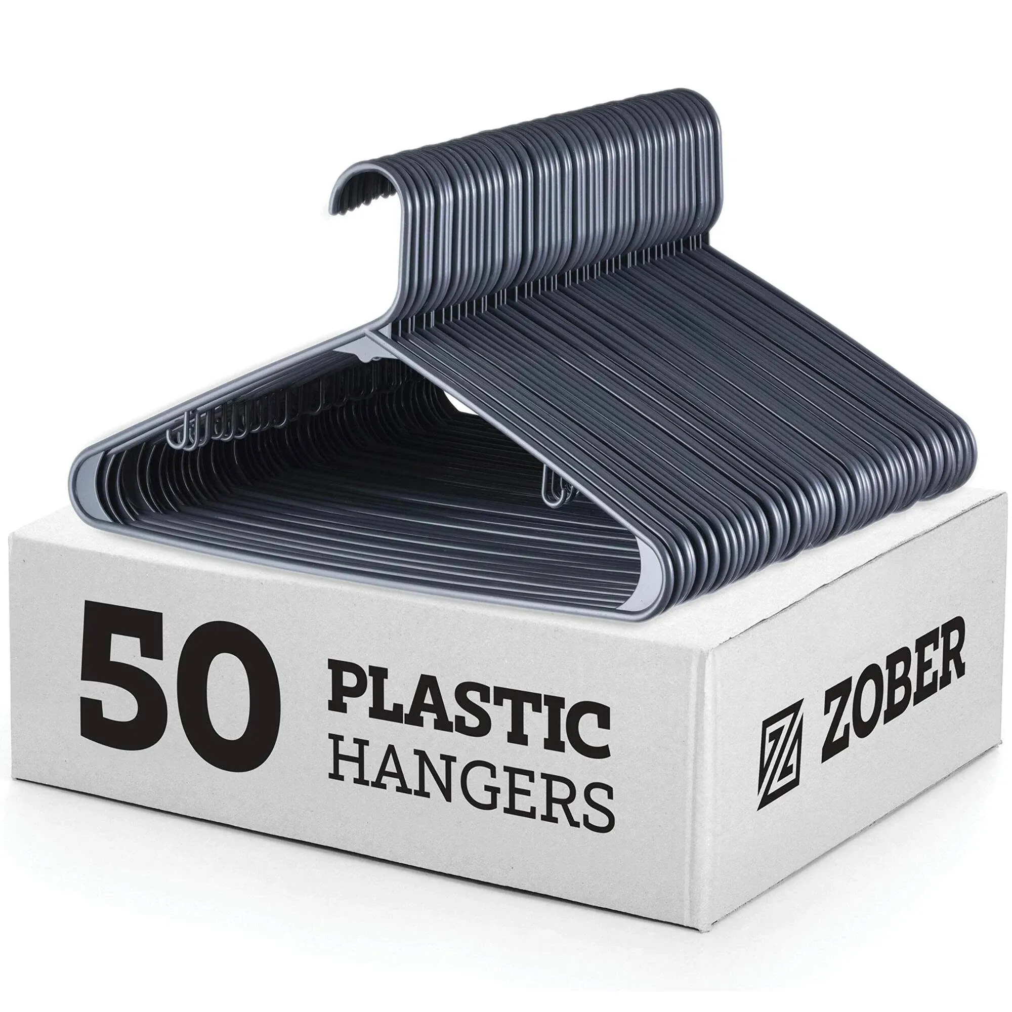 Zober Plastic Hangers 50 Pack Clothes Hangers