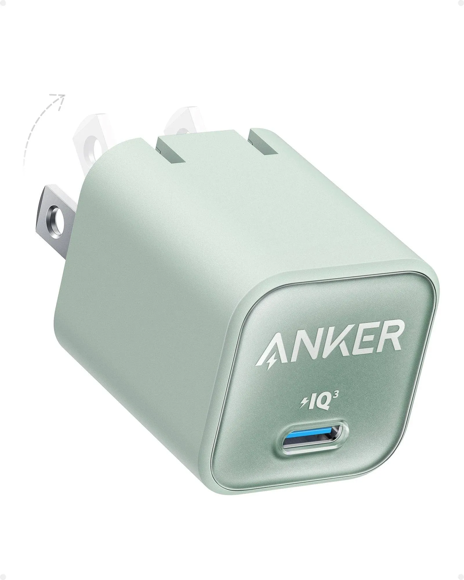 Anker USB C GaN Cargador 30W Adaptador Nano 3 PIQ 3.0 Carga Rápida Plegable, Fantasma Negro