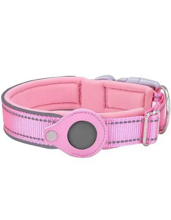 Soporte para collar de perro reflectante compatible con Airtags Tracker, acolchados, resistentes collares de perro con funda Airtag, accesorios Apple Airtag, collar para mascotas para perros medianos/grandes, talla M.