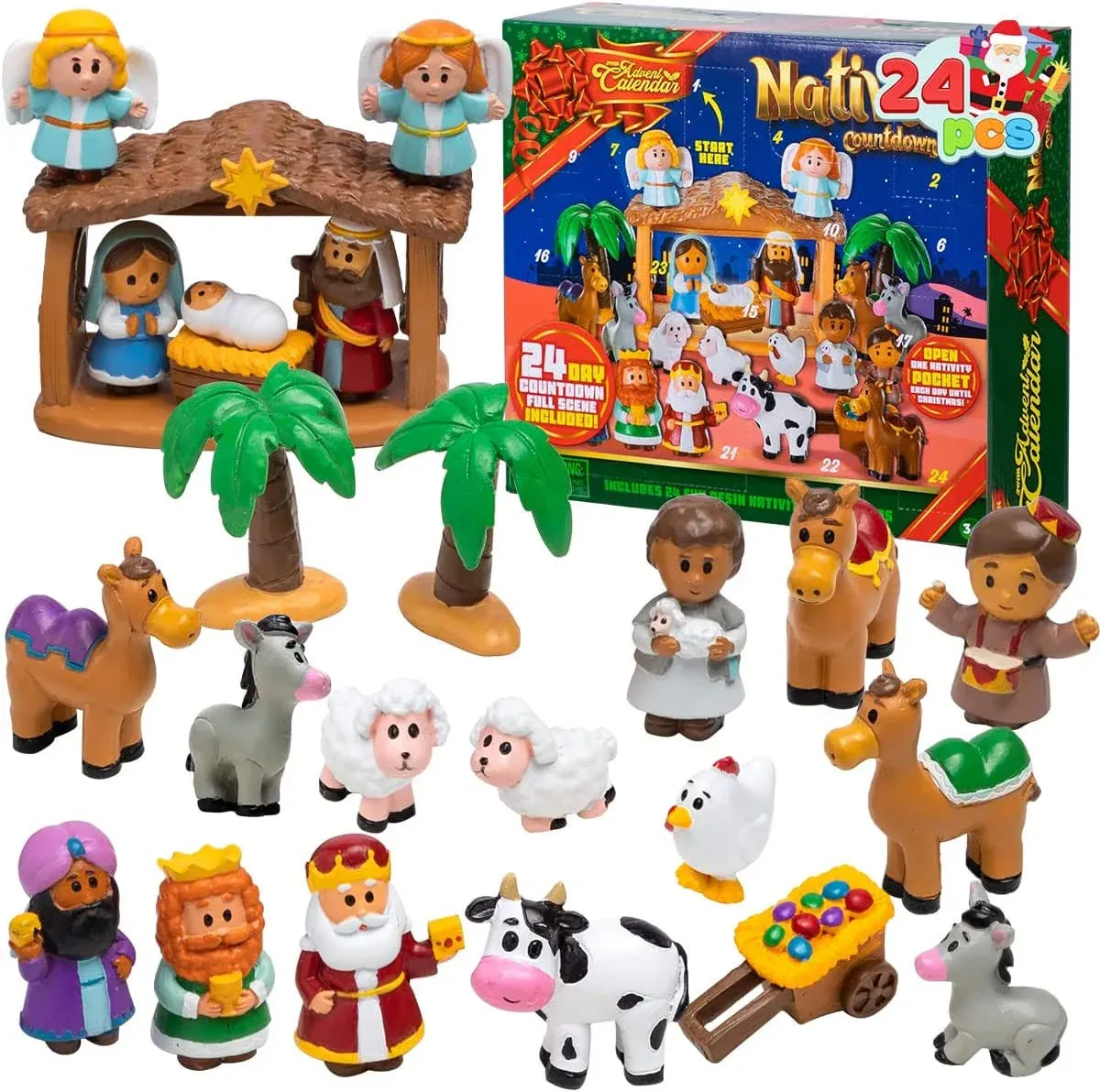 Syncfun 24pcs 2024 Nativity Figurine Christmas Advent Calendar