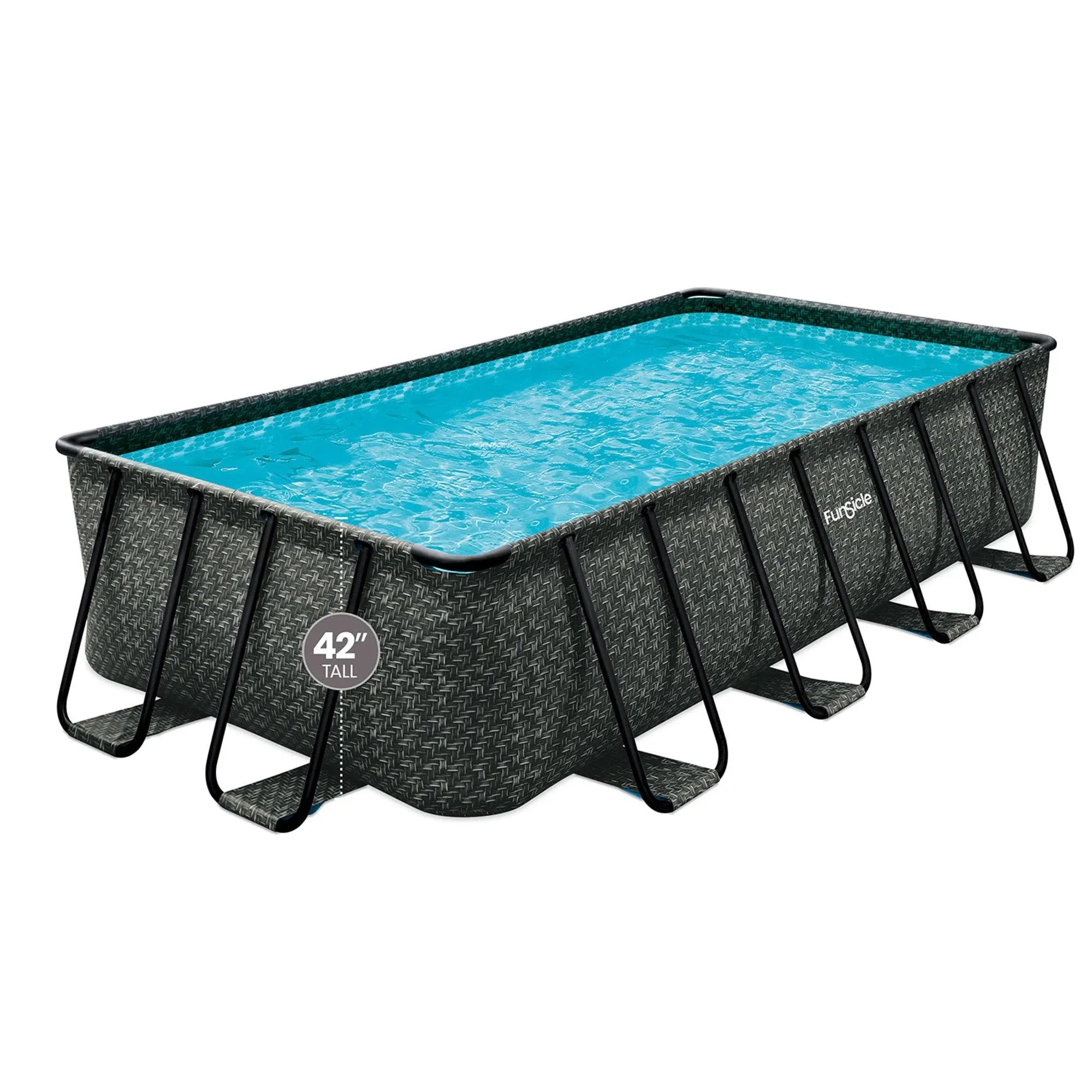 Funsicle 16-ft x 8-ft x 42-in Metal Frame Rectangle Above-Ground Pool with Filter Pump,Ground Cloth,Pool Cover and Ladder | 308897