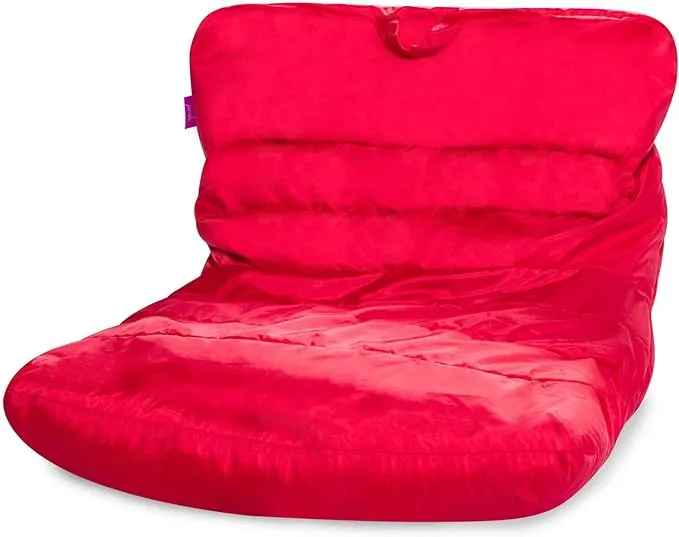 Posh Creations Structured Comfy Seat for Bedrooms and Dorm Rooms, Large Bean Bag Chair, Laguna Lounger, Red