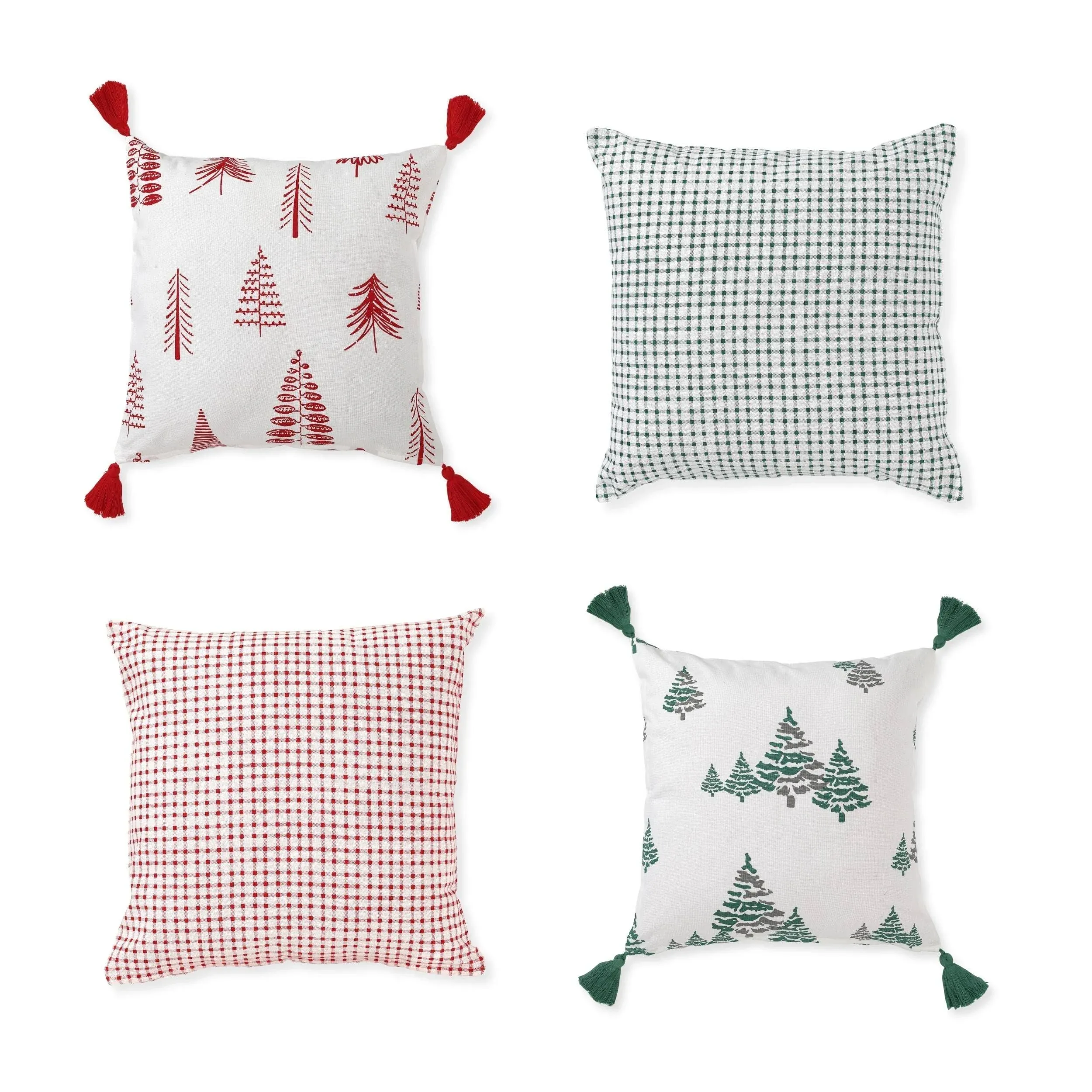 Christmas Pillow Covers 18x18 Set Of 4 100% Cotton Farmhouse Throw Pillow Covers