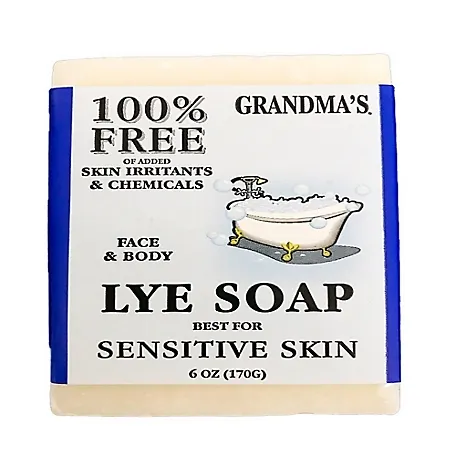 Grandma's Pure Lye Soap Bar - 6.0 oz Unscented Face & Body Wash Cleans with No Detergens, Dyes & Fragrances - 60018, pack-of-6