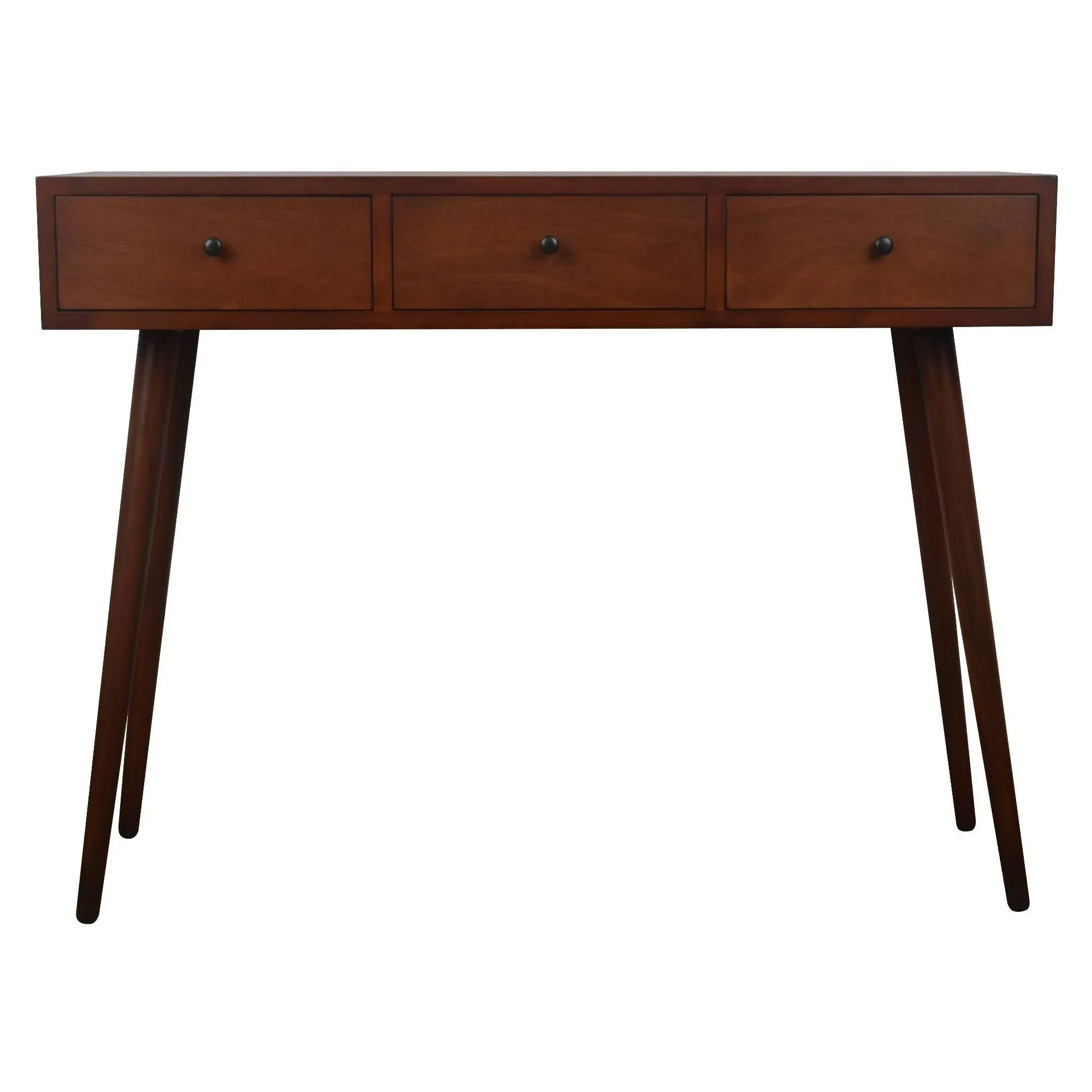 Modern Console Table, Angled Legs & 3 Drawers With Round Knobs, Light Walnut - Midcentury - Console Tables - by Decor Love | Houzz