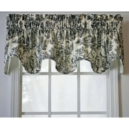 Victoria Park Toile Scallop Valance - Black