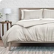 Bare Home Bedding Duvet Cover Queen Size - Premium 1800 Super Soft Duvet Covers Collection - Lightweight, Duvet Cover - Soft Textured Bedding Duvet Cover (Queen, Grid - Stone/White)