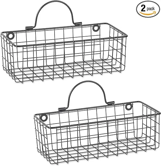 DII 5.5" Modern Style Iron Wire Small Wall Baskets in Black (Set of 2) - Industrial - Baskets - by Homesquare | Houzz