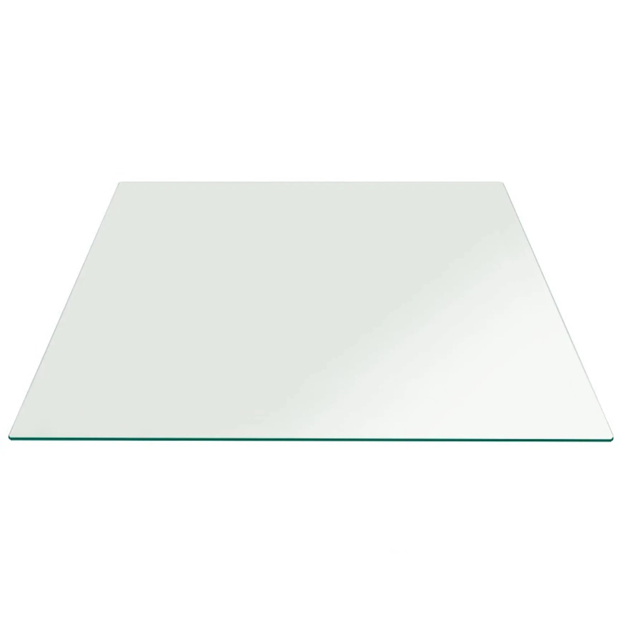 Fab Glass and Mirror Square Glass Top Beveled Tempered Radius Corners Table, 15" x 1/2", Clear