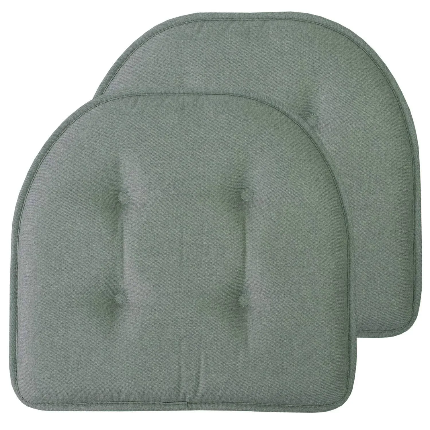 Sweet Home Collection Chair Cushion Memory Foam Pads Tufted Slip Non Skid Rubber Back U-Shaped 17" x 16" Seat Cover, 2 Count (Pack of 1), Scuba Green