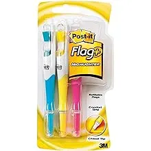 Post-it Flags + Highlighter, 3 Pack, 50 Color Coordinated Flags/Highlighter, Yellow, Pink, Blue (689-HL3)