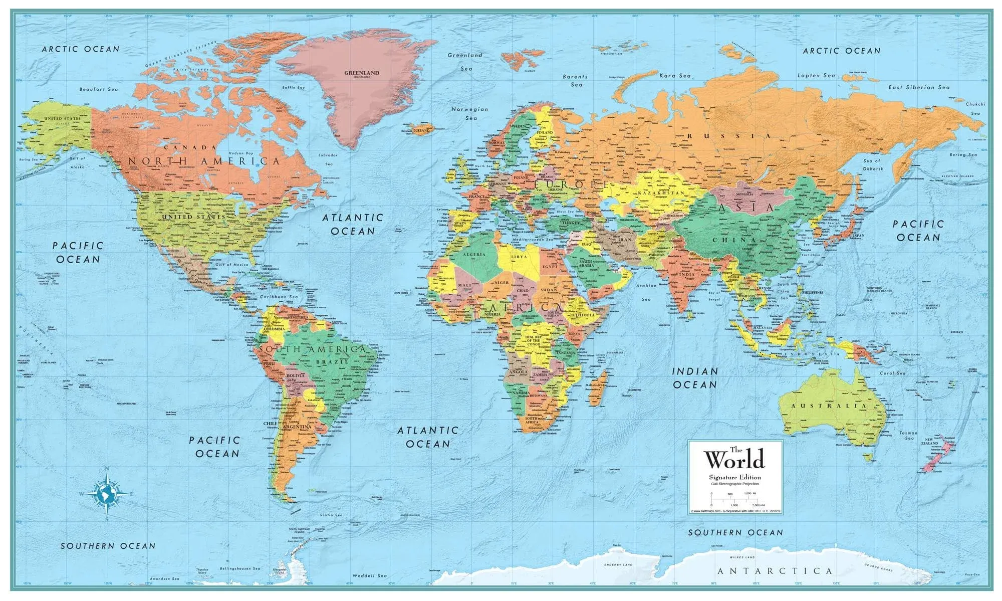 50" x 32" RMC Signature Edition World Wall Map - Laminated