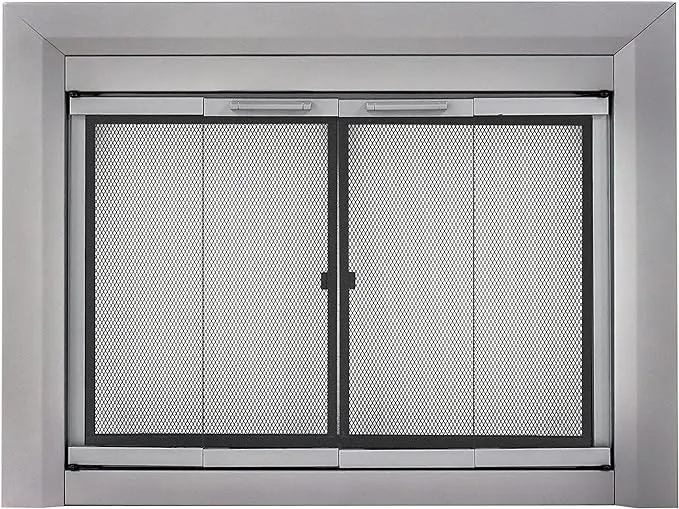 Fireplace Glass Doors CM-3012SN Clairmont Large Skyline Nickel