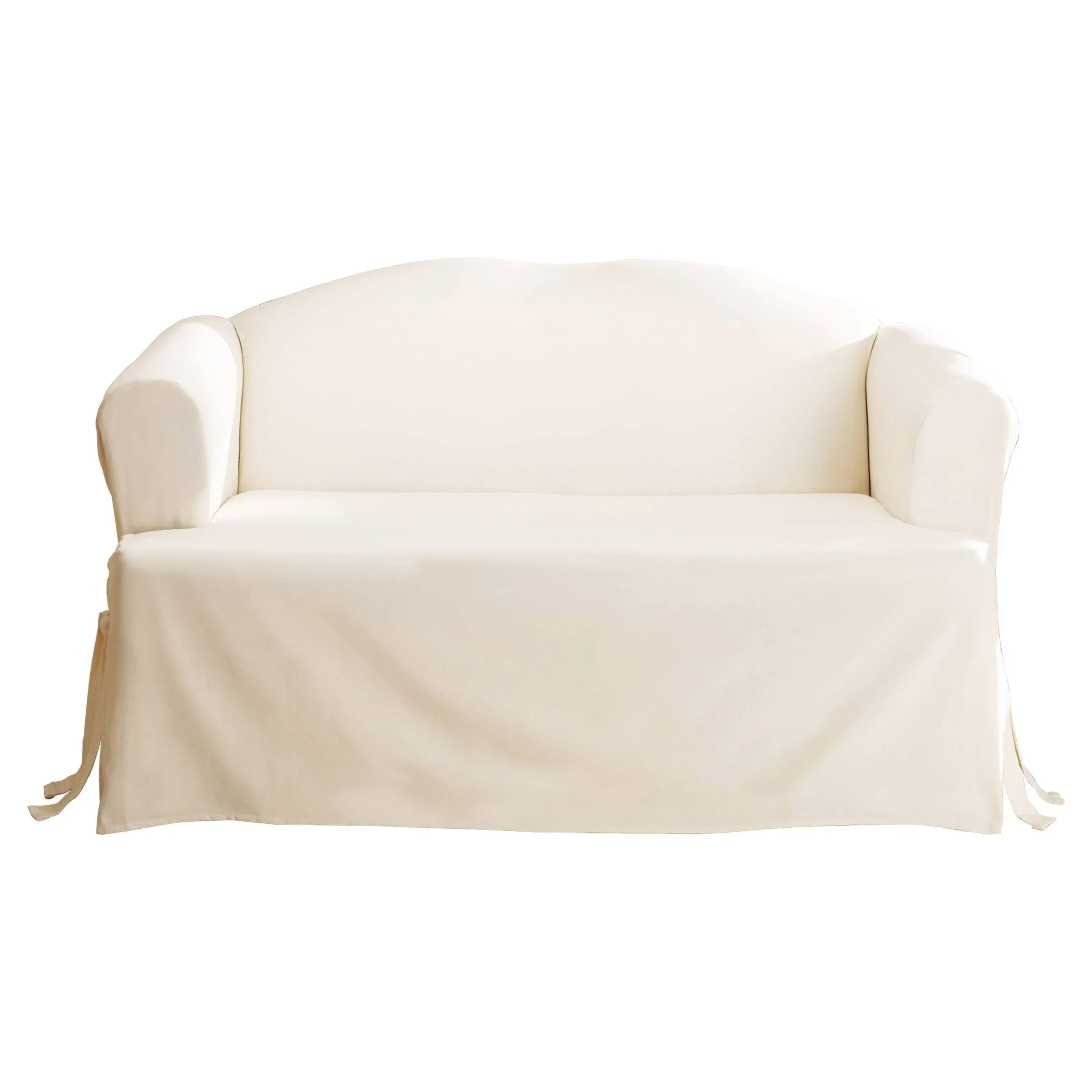 Cotton Duck One Piece Loveseat Slipcover | Relaxed Fit | Corner Ties | 100% Cotton | Machine Washable