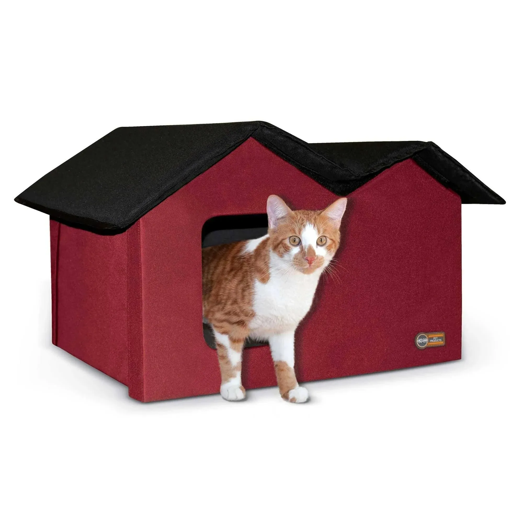 K&H Pet Products Unheated Outdoor Kitty House Extra Wide Red