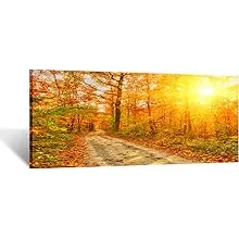 Arts Large Wall Art Fall Scenery Canvas Prints Panorama Forest in Vibrant Warm Colors Printed Painting Frameless Art Works Home Walls - 31.4x15.7inches