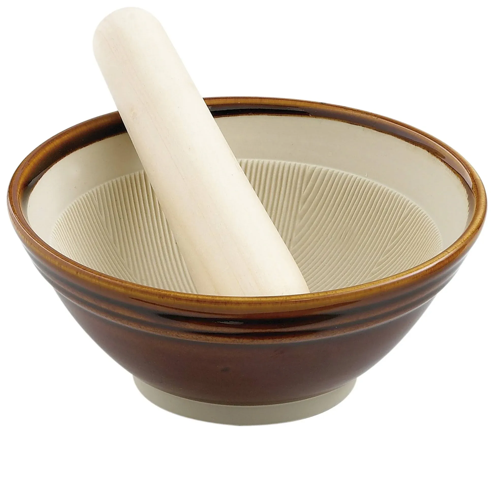 Helen’s Asian Kitchen Suribachi Set, Ceramic Mortar Bowl with Wooden Pestle