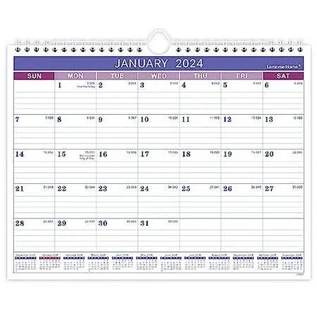 Wall Calendar 2025-2025 Calendar, Jan.2025 - Dec. 2025, 11" x 8.5", 12 Monthly Calendar 2025, Hanging Hook + Ruled Blocks - Purple