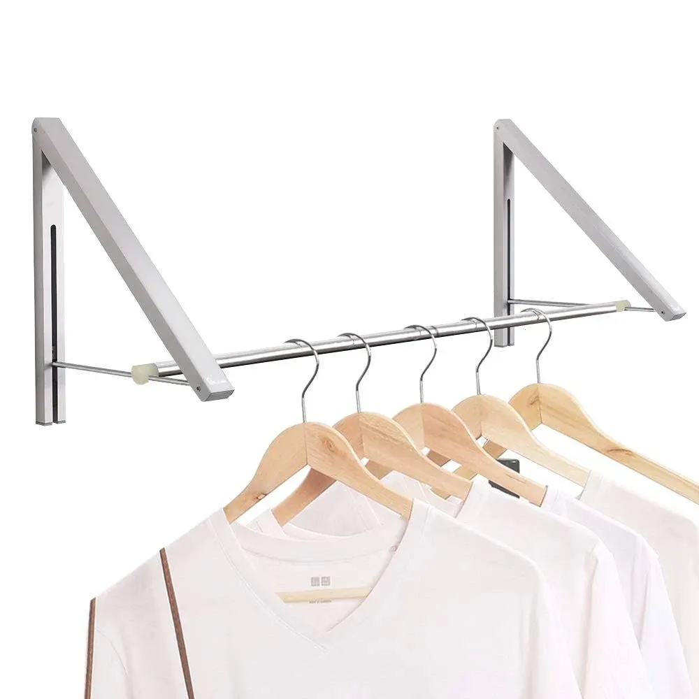 Anjuer Laundry Room Drying Rack Wall Mounted Clothes Hanger Folding Wall Coat Racks Aluminum Home Storage Organiser Space Savers