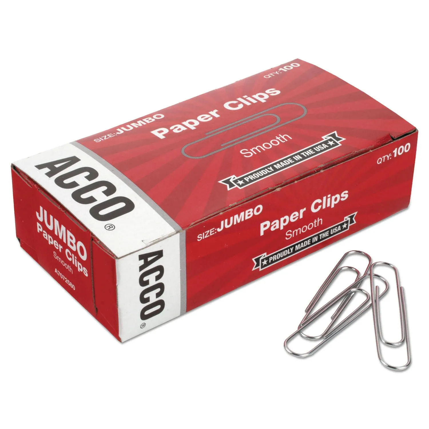 ACCO 72580 Smooth Economy Paper Clip, Steel Wire, Jumbo, Silver, 100/Box, 10 Boxes/Pack (Office Supplies)