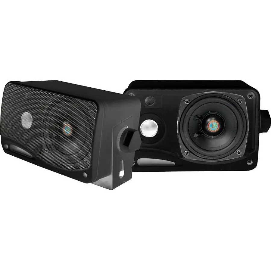 PYLE PLMR24B Hydra Series 3.5&#034; 200-Watt 3-Way Weatherproof Mini-Box Speaker...