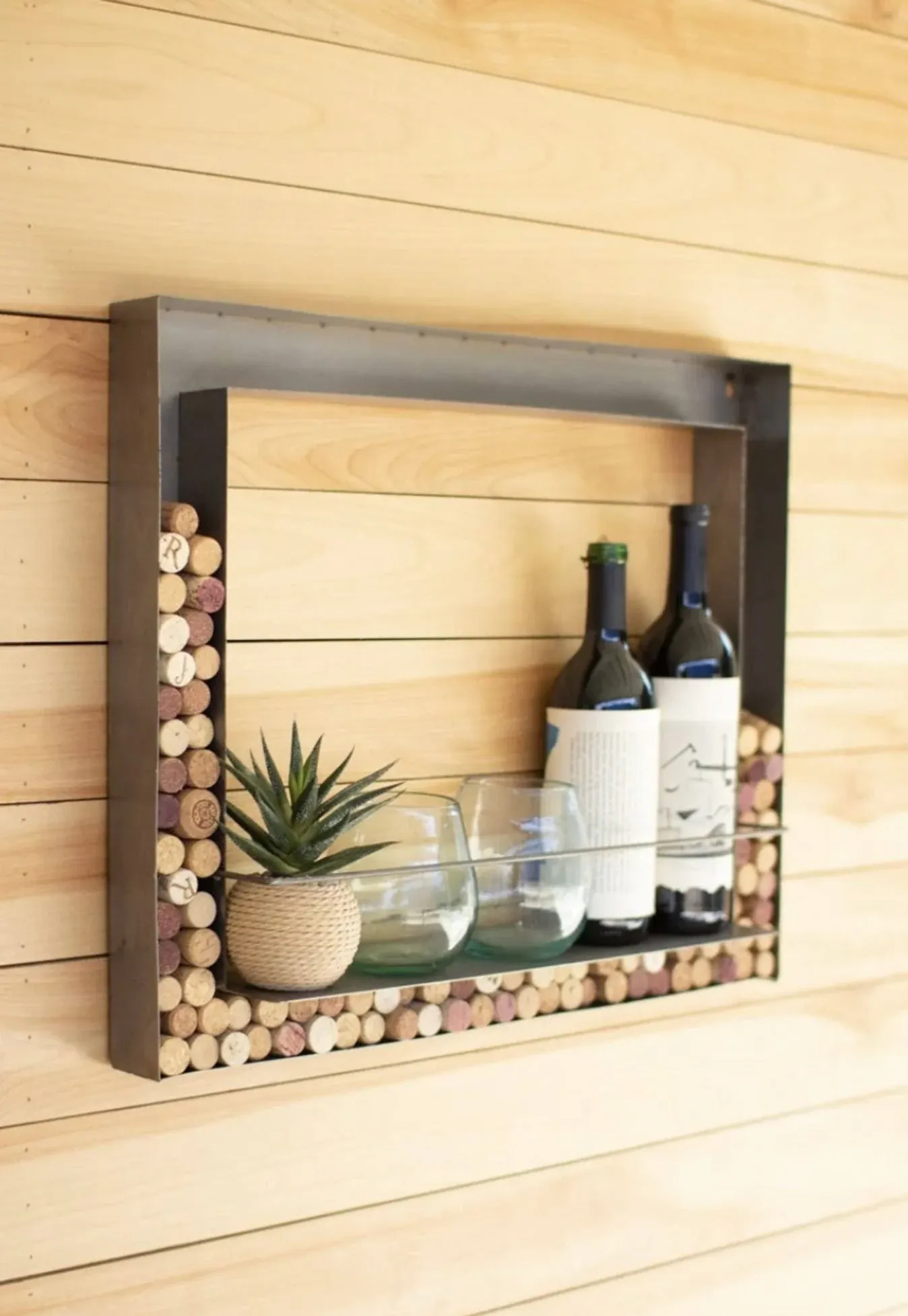 Metal Wall Bar and Wine Cork Holder