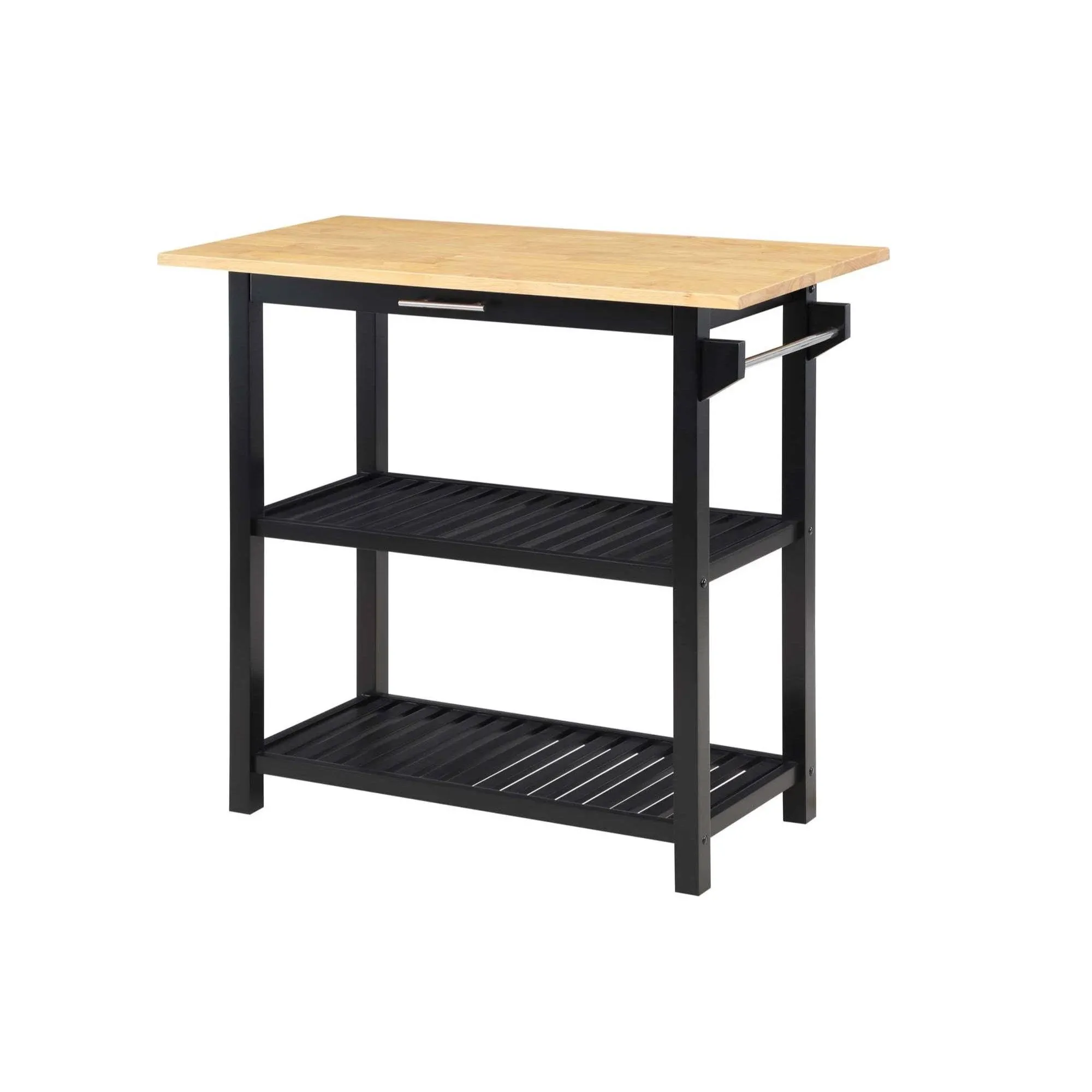 Convenience Concepts Designs2Go 3 Tier Butcher Block Kitchen Prep Island with Drawer, Black