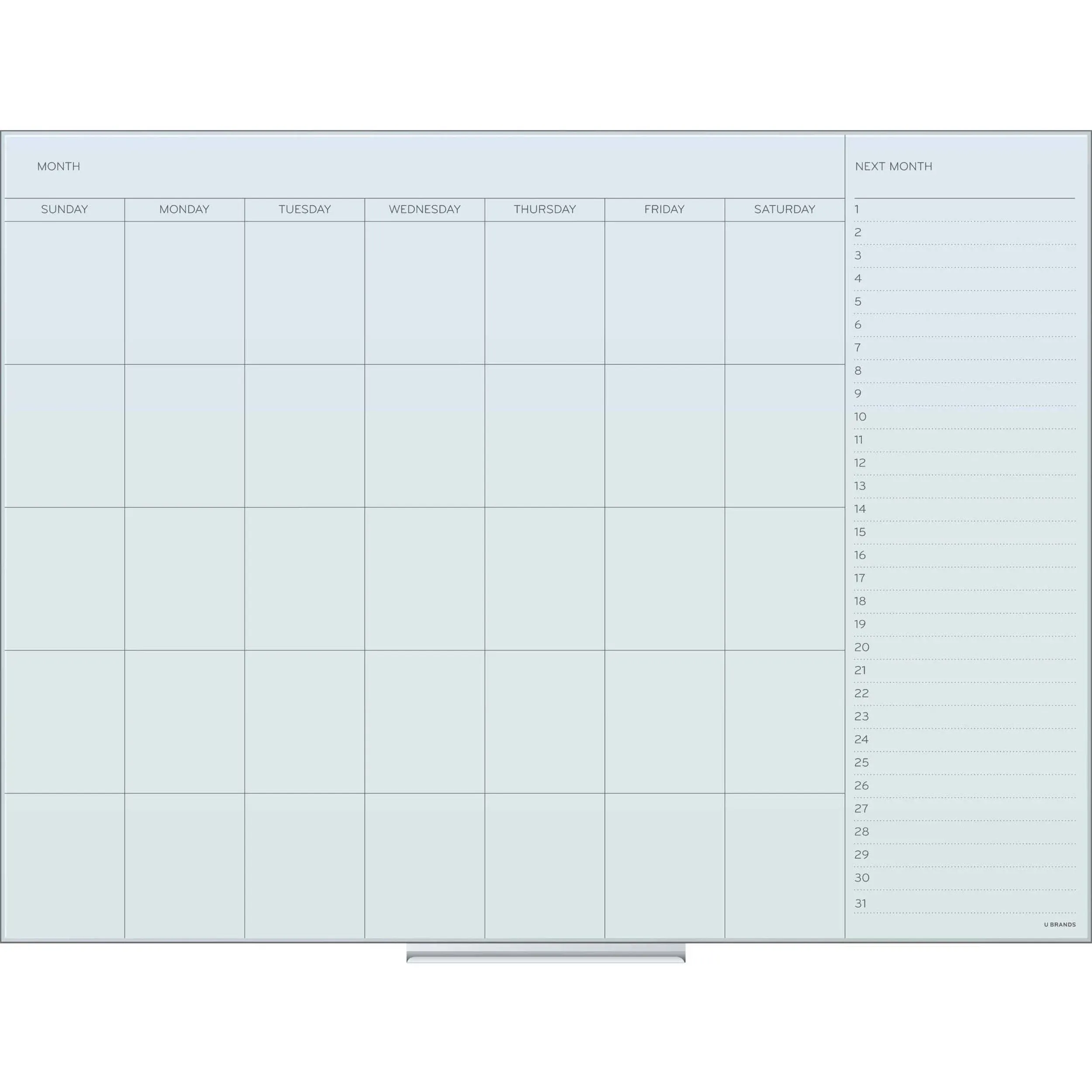 U Brands Floating Glass Dry Erase Calendar Board, Frameless, 47" x 35", White ...