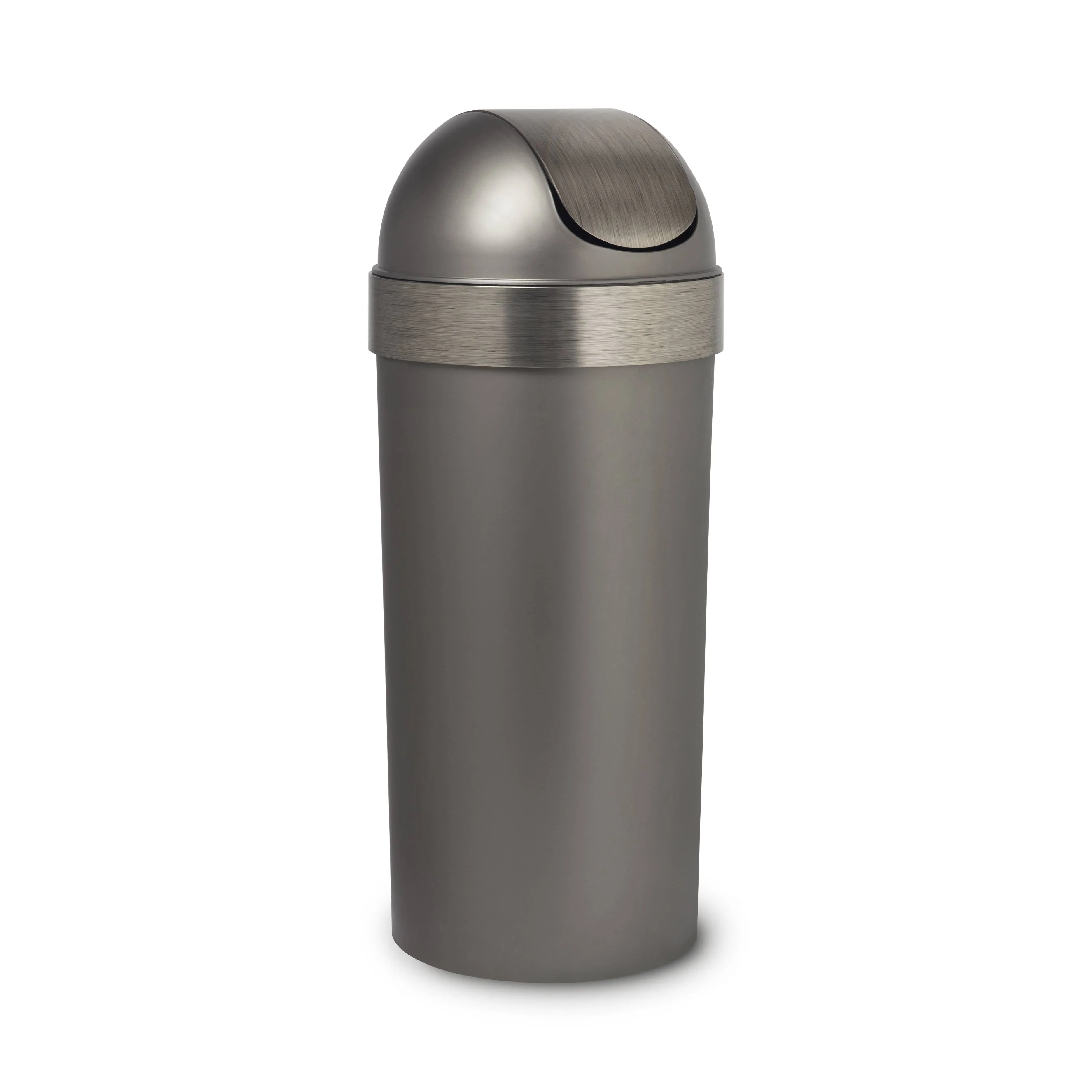 Umbra Venti Kitchen Trash Can with Swing Top Lid, Large 16-Gallon (62 L) Capacity, Grey