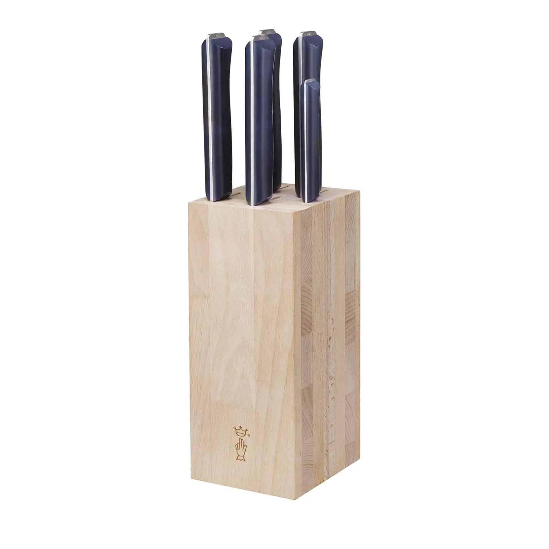 Opinel Intempora Knife Block with 5 Knives, Beech Wood Knife Block, Knife Set