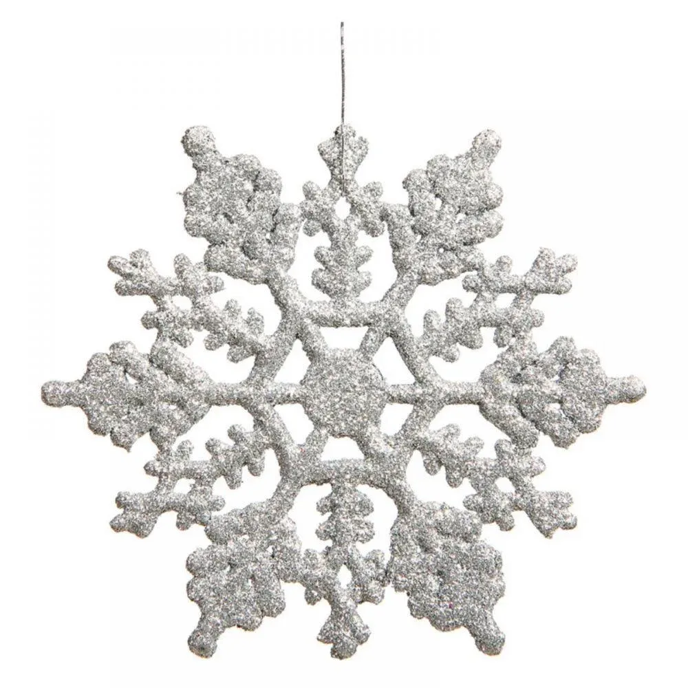 4" Silver Glitter Snowflake 24/Pvc Box - Vickerman