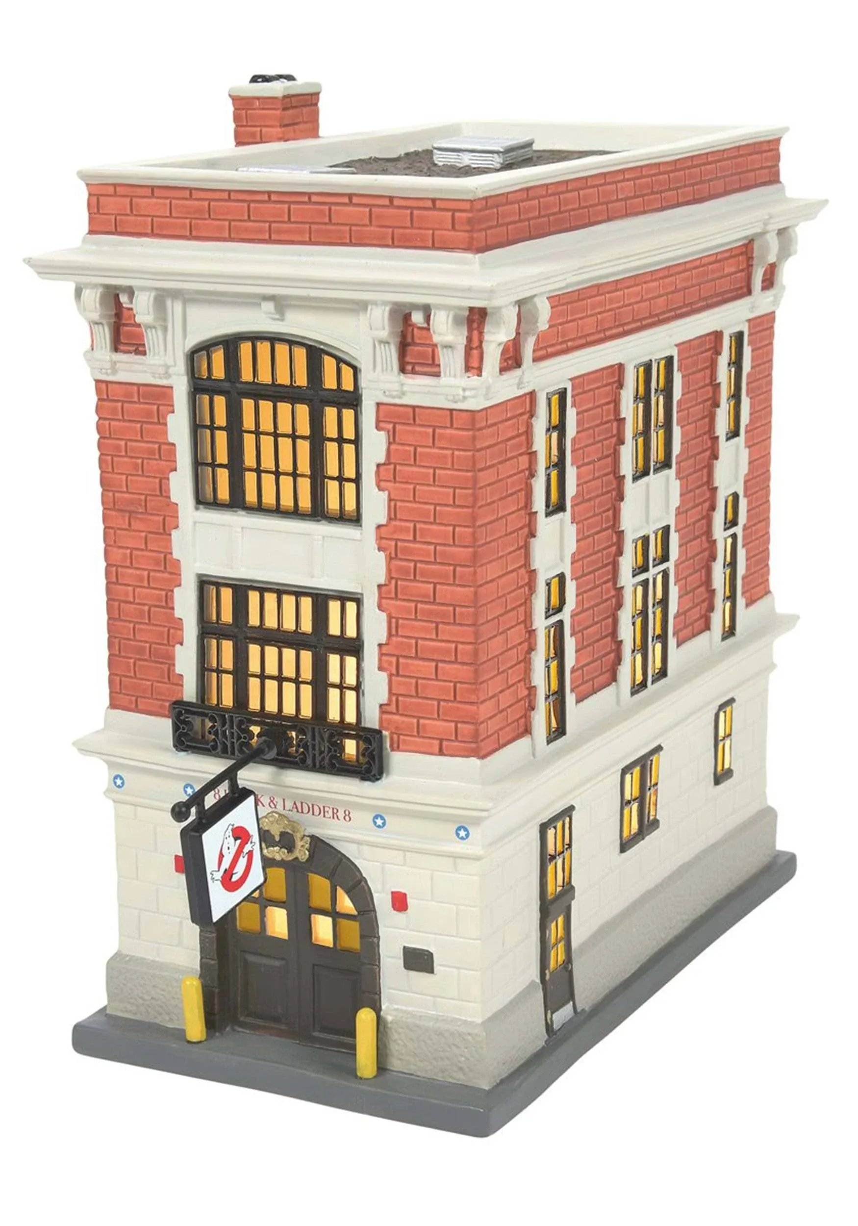 Department 56 Porcelain Ghostbusters Village Firehouse Lit Building, 7.87 Inch, Multicolor