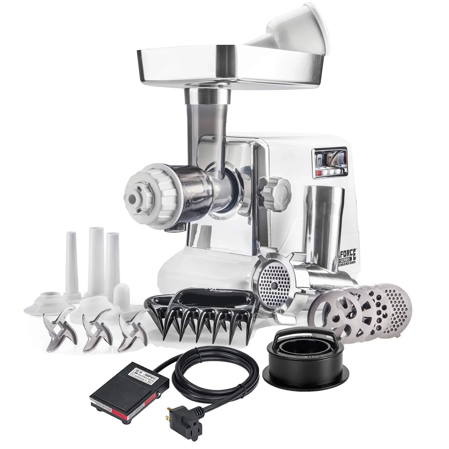 STX International STX Turboforce 3000 Series 7-in-1 Powerful Size #12 Electric Meat Grinder w/Foot Pedal • Cold Press Juicer • Sausage Stuffer • Kubbe