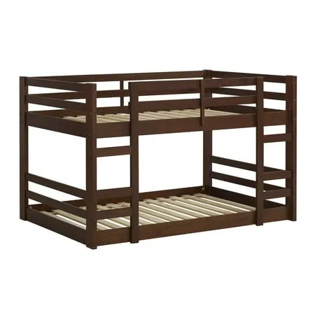 Walker Edison Alexander Classic Solid Wood Stackable Jr Twin over Twin Bunk Bed, Twin over Twin, Walnut