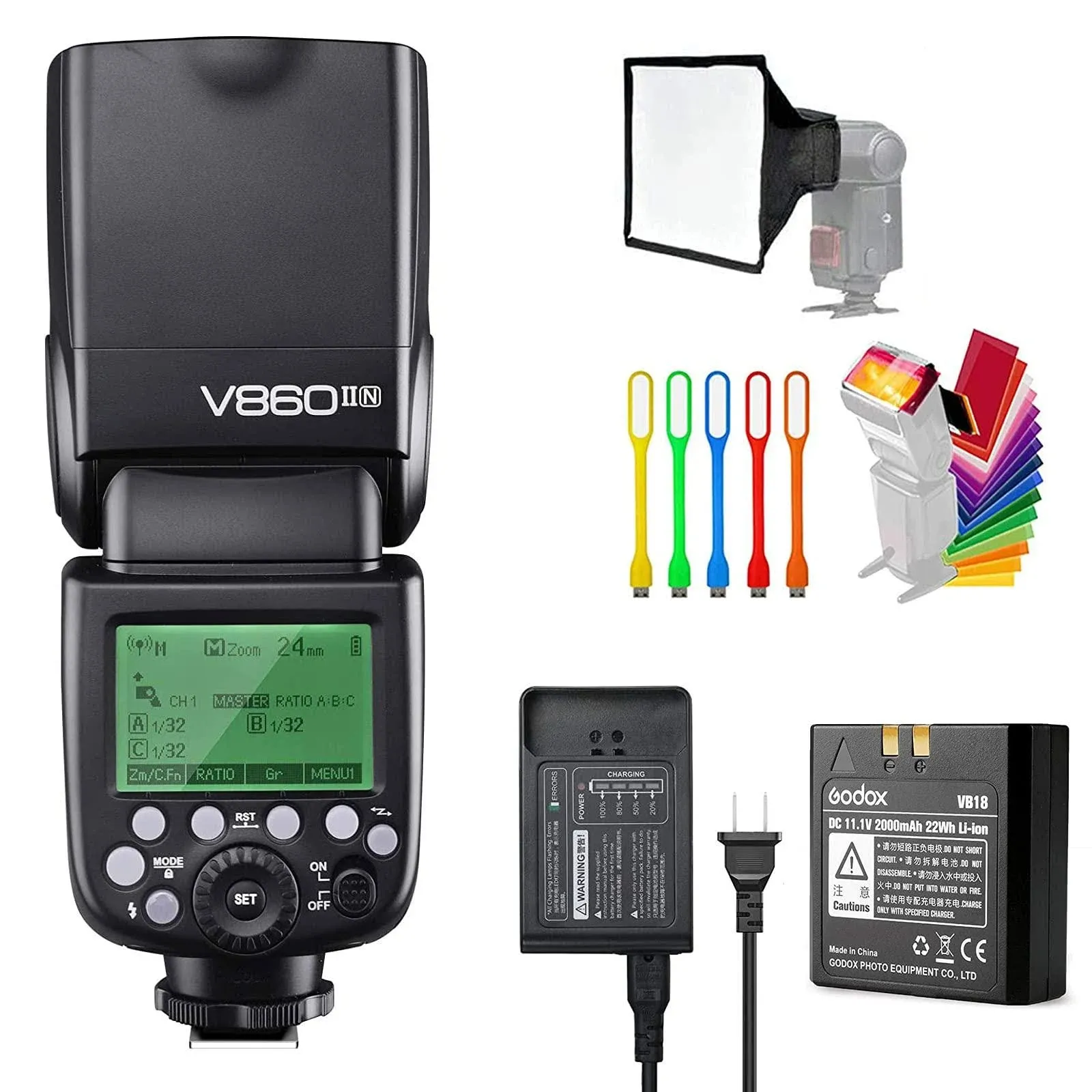 Godox V860II-C E-TTL 1/8000S HSS Master Slave GN60 Speedlite Flash Built-in 2.4G Wireless X System with 2000mAh Rechargeable Li-ion Battery for Canon