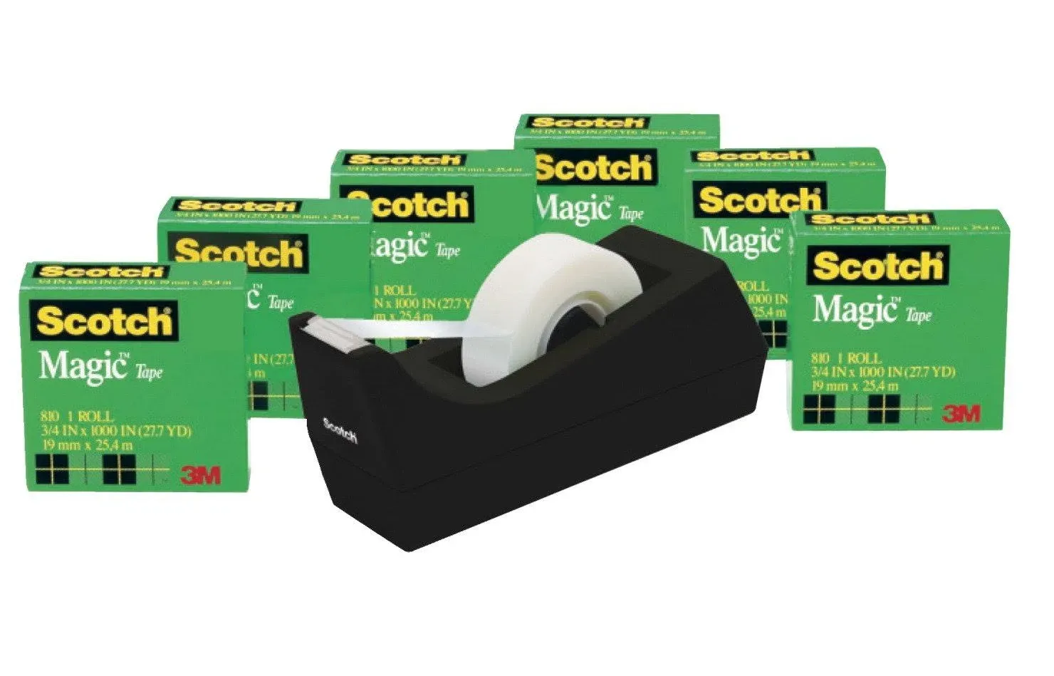 Scotch Magic Tape 6 Rolls with Dispenser Numerous Applications Invisible ...