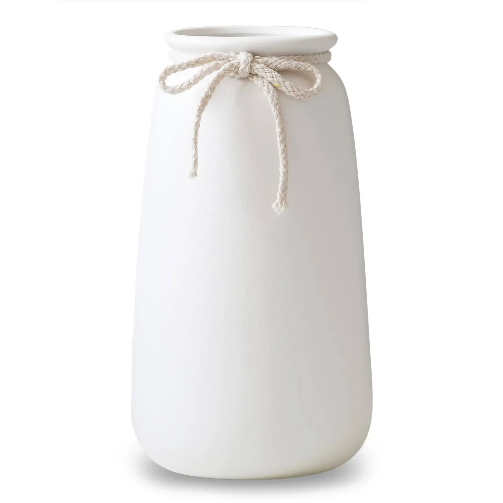 White Ceramic Vase, White Vase for Pampas Grass, Matte Flower Vase Minimalism 