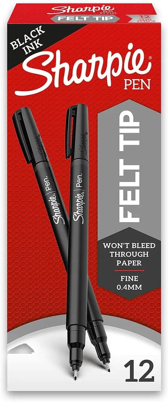 Sharpie Plastic Point Pen, 12-Count (Fine Point, Black)