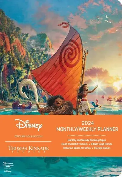 Disney Dreams Collection by Thomas Kinkade Studios 12-Month 2024 Monthly/Weekly: Moana