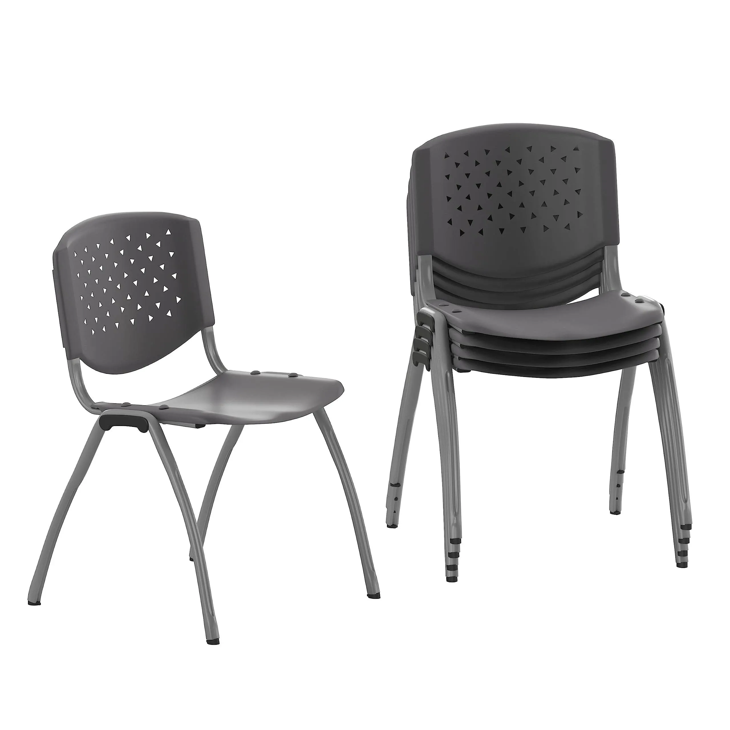 Flash Furniture Hercules Series 880 lb. Capacity Plastic Stack Chair with Titanium Frame