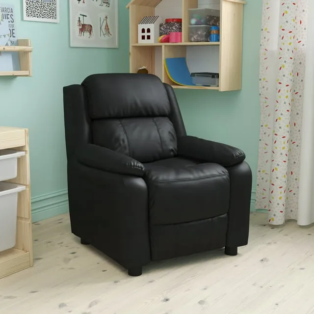 Emma and Oliver Deluxe Padded Kids Recliner with Storage Arms