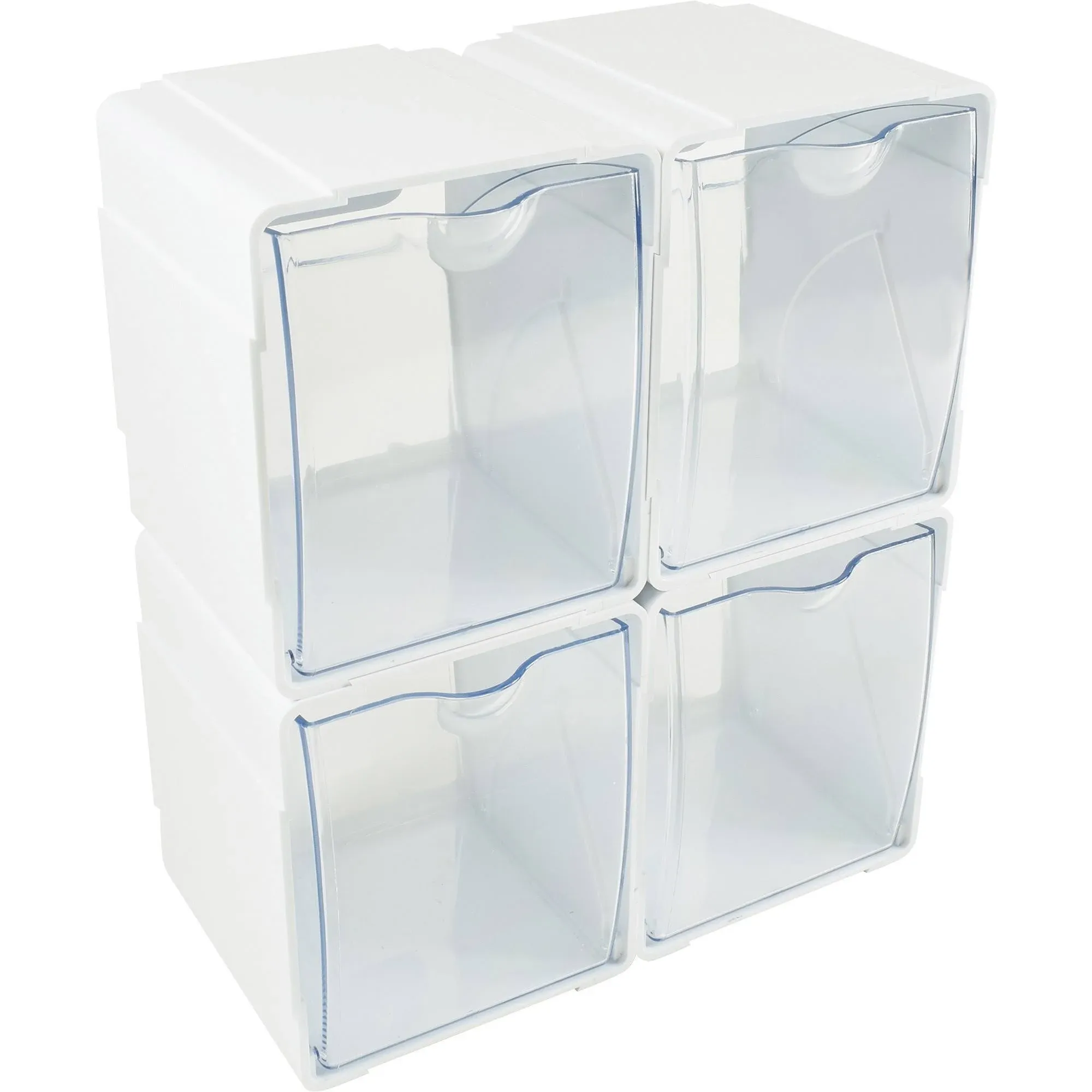 deflecto Next Gen Interlocking Tilt Bin 4 3/4 x 5 1/4 x 5 5/8 White/Clear 421103