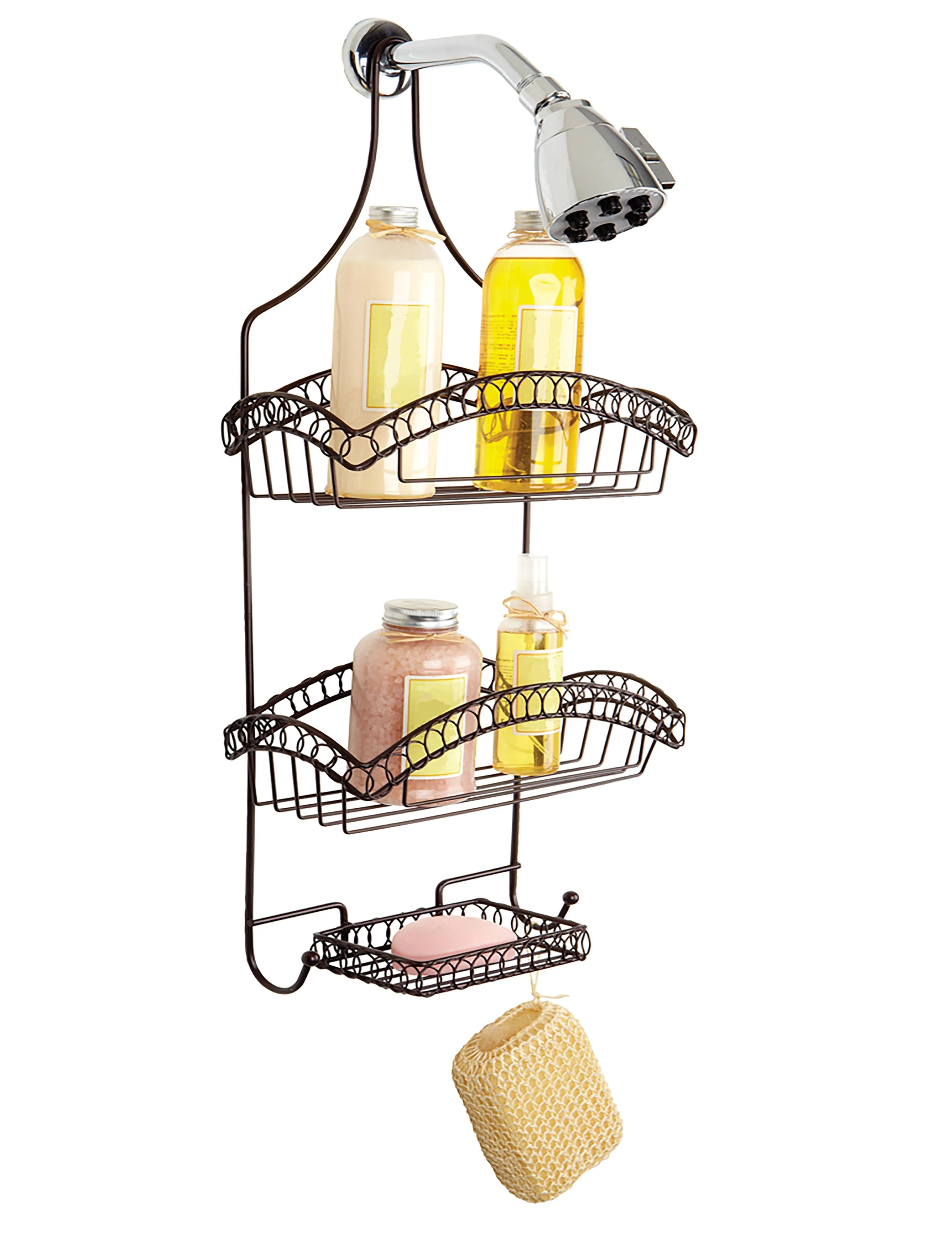 Bathroom Shower Caddy Hangs Over The Shower Head Storage And Organization Rust