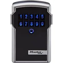 Master Lock Lock Box, Electronic Wall Mount Key Safe, Bluetooth iOS/Android App and Keypad Codes, 3-1/4 in. Wide, 5441EC