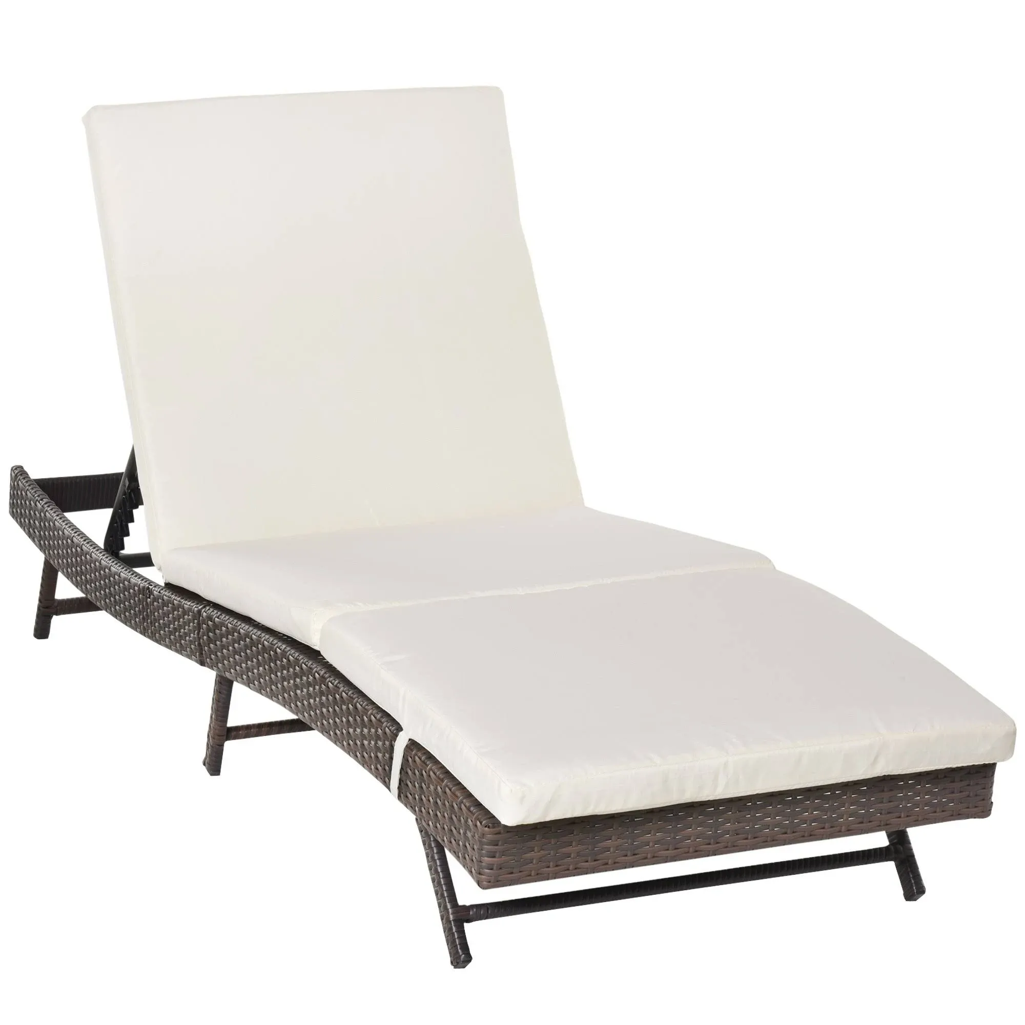 Outsunny Patio Chaise Lounge, Pool Chair with 5 Position Adjustable Backrest ...