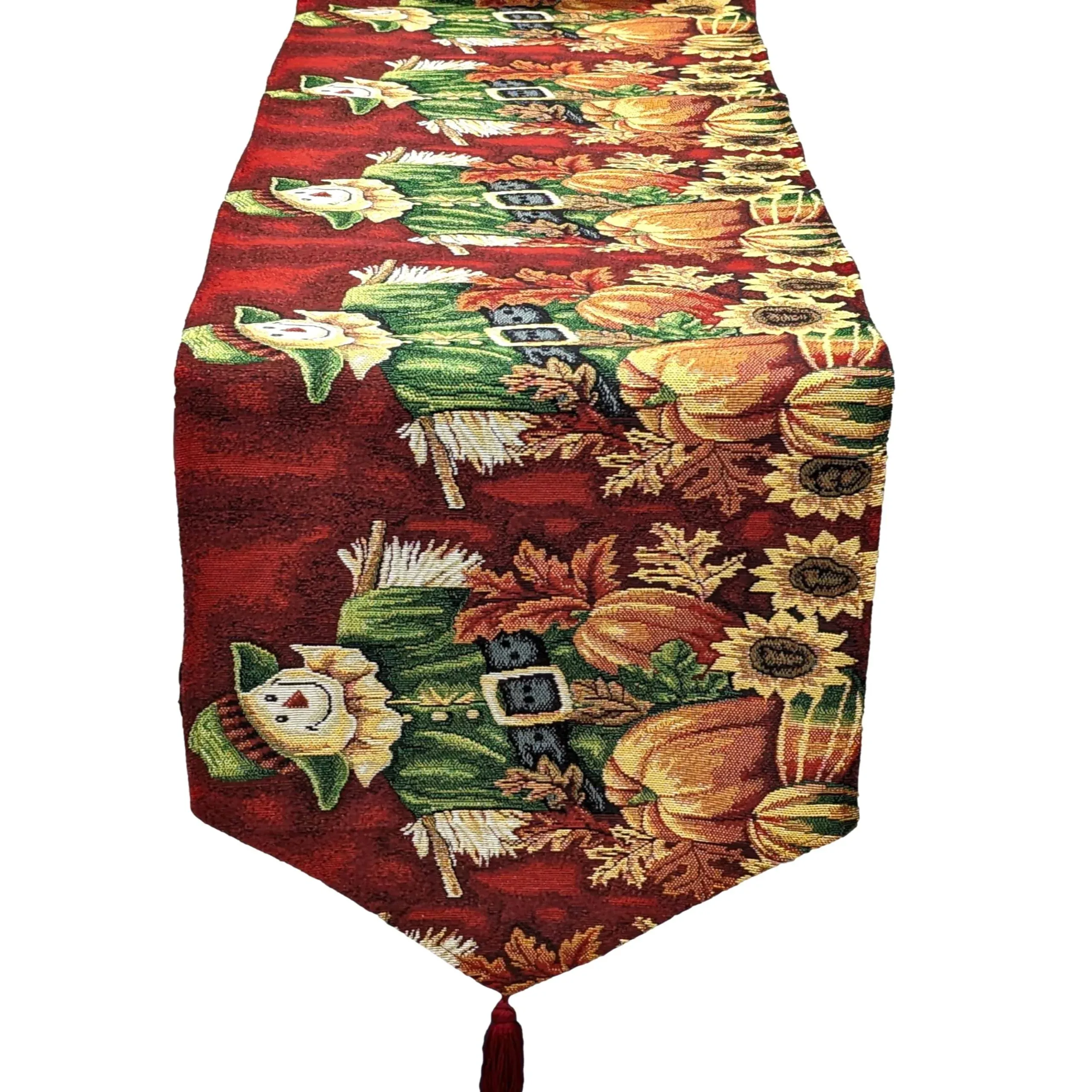 Pumpkin Patch Scarecrow Vintage Woven Tapestry Table Runners 13x90, 13x90