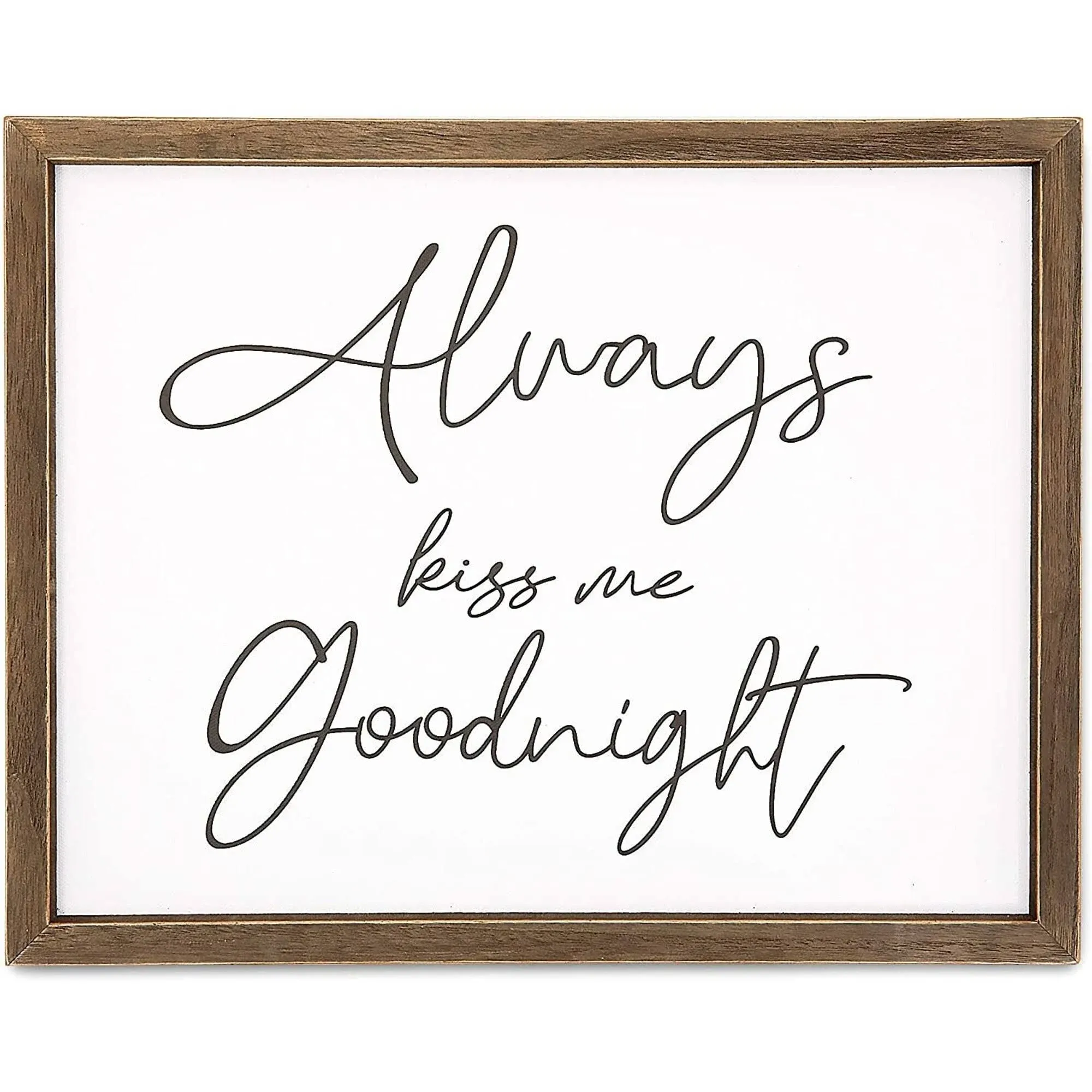 Bedroom Wall Decor for Couples, Always Kiss Me Goodnight (15 x 12 in)