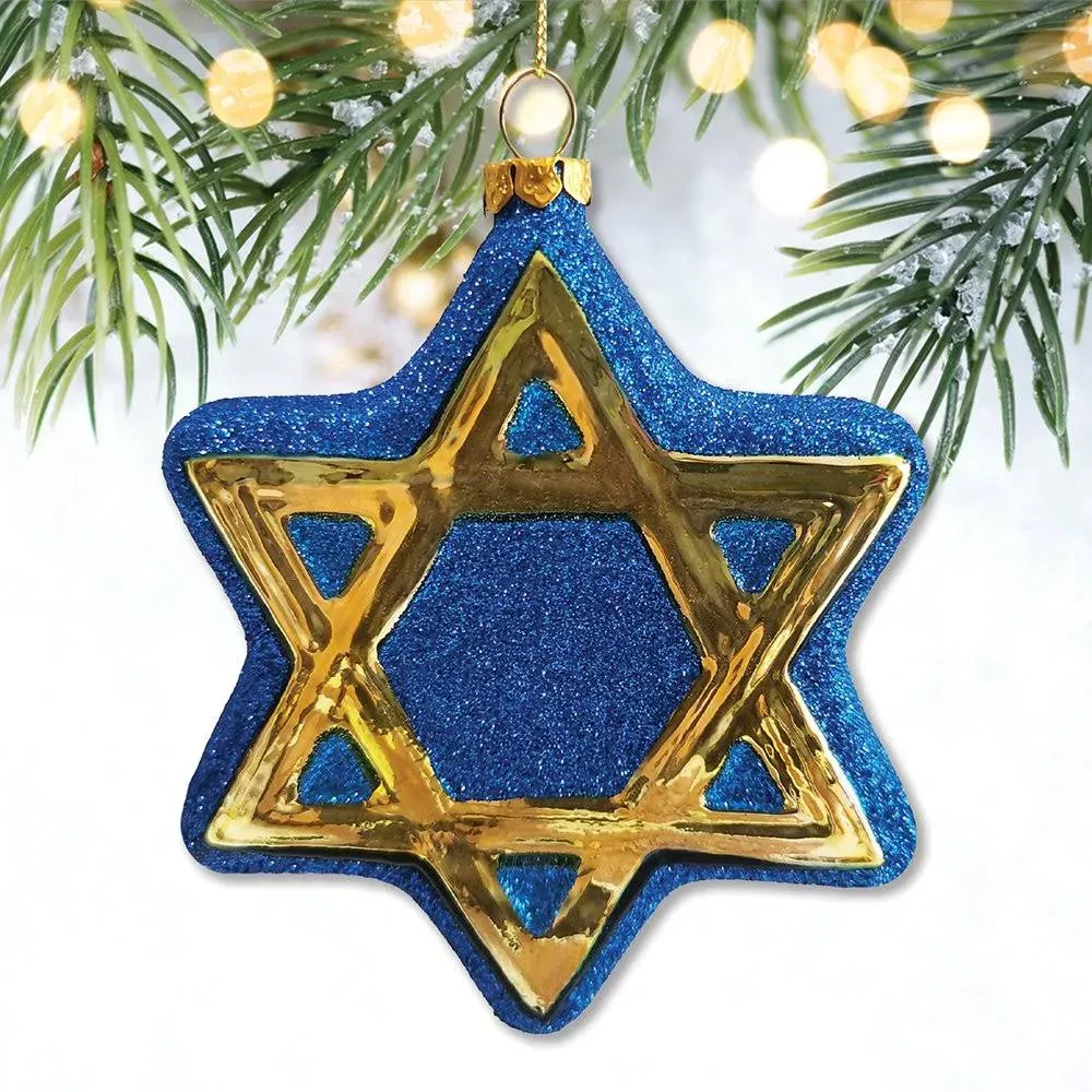 Star of David Glass Christmas Ornament, Jewish Holiday Hannukah Tree Gift